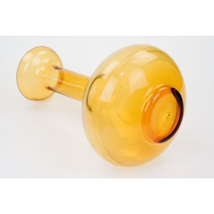 75573 HUTA SZKŁA LAURA M. SŁABOŃ DUŻY PĘKATY WAZON BURSZTYNOWY (4).jpg