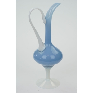 75638 BŁĘKITNY WAZON Z BIAŁYM UCHEM DZBAN NA BIAŁEJ NODZE EMPOLI (2).jpg