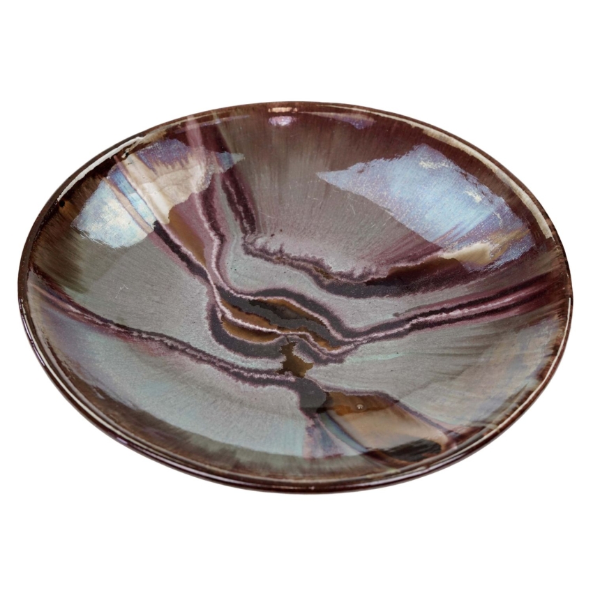 75644 ŁYSA GÓRA SPÓŁDZIELNIA KAMIONKA TALERZ PATERA WIELOBARWNA NAKRAPIANA ŚR. 32 CM (1).jpg