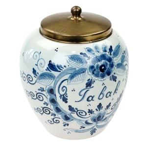75646 DELFT HUMIDOR RĘCZNIE MALOWANY KOBALTEM POJEMNIK Z POKRYWĄ (1).jpg