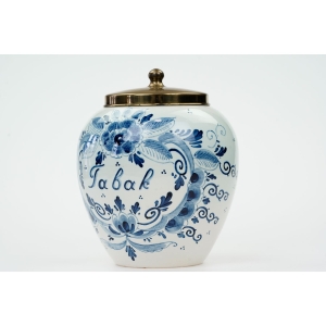 75646 DELFT HUMIDOR RĘCZNIE MALOWANY KOBALTEM POJEMNIK Z POKRYWĄ (2).jpg