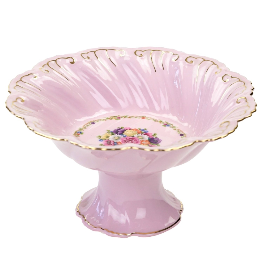 70831 LEANDER FELICJA GŁĘBSZA PATERKA NA NÓŻCE NA CZEKOLADKI Z RÓŻOWEJ PORCELANY KOLOROWE KWIATKI (1).jpg