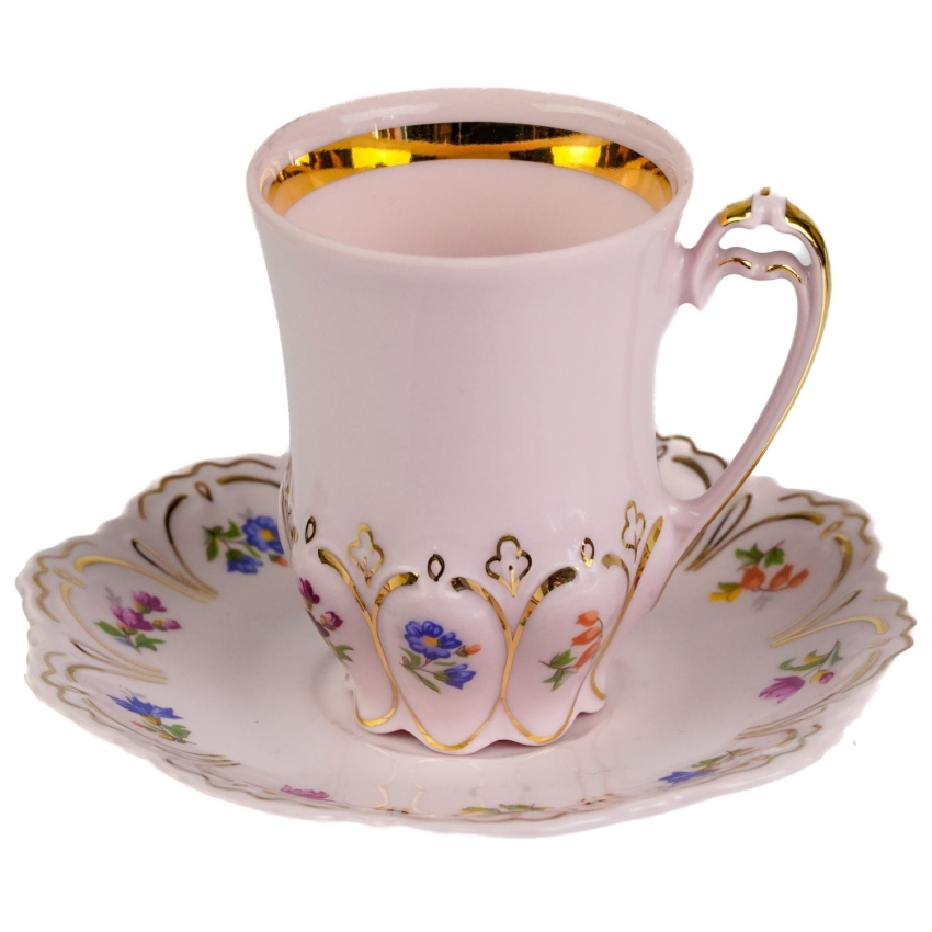 44007 CHODOV FILIŻANKA ZE SPODKIEM Z RÓŻOWEJ PORCELANY DROBNE KWIATECZKI (1).jpg