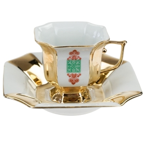 CHODOV EMPÍR FILIŻANKA MOKKA SELADON/CELADON CUDEŃKO O GRANIASTYM KSZTAŁCIE 