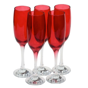 5 KIELICHÓW DO SZAMPANA CZERWONO-MALINOWE CZASZE