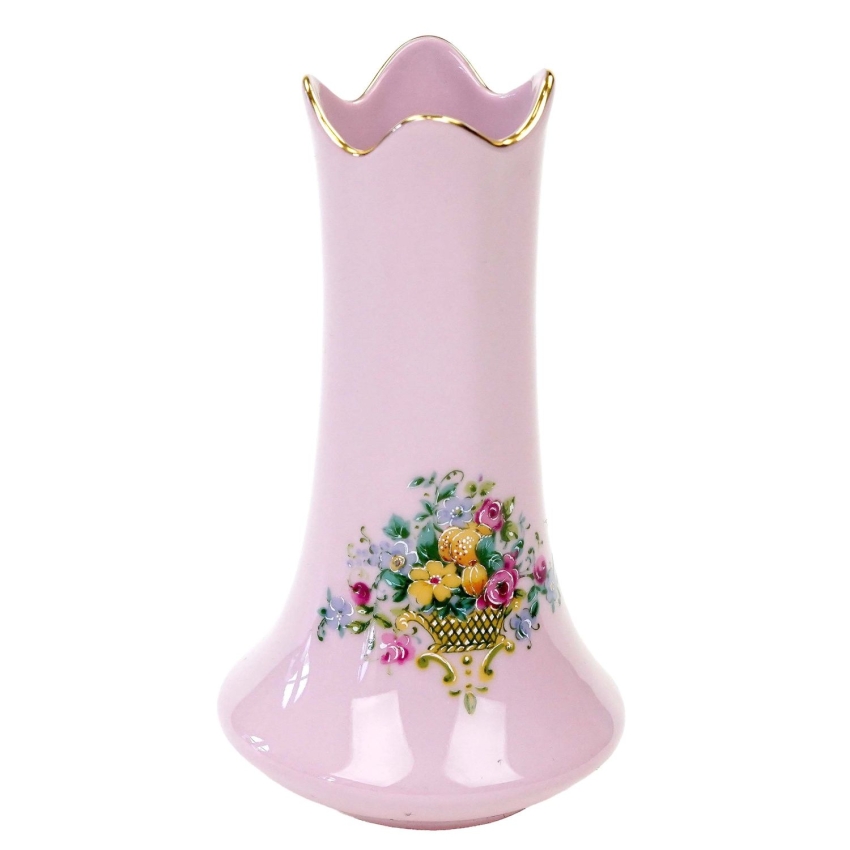 75805 PIRKENHAMMER WAZONIK FLET Z RÓŻOWEJ PORCELANY KOSZ KWIATÓW (1).jpg