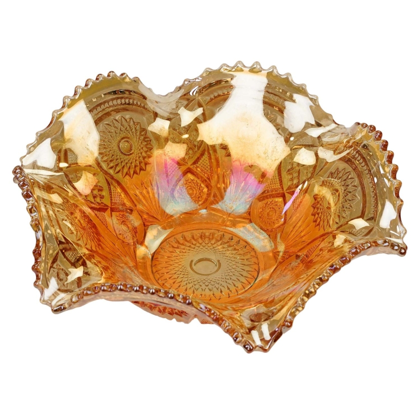 75908 CARNIVAL GLASS IMPERIAL OKAZAŁA MISA Z FALBANĄ (1).jpg