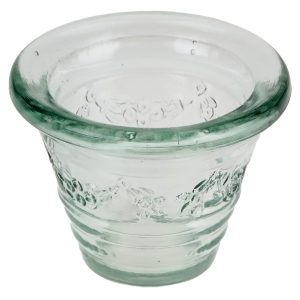 SZKLANA DELIKATNIE LAZUROWA MAŁA OSŁONKA NA DONICĘ DONICZKA GIRLANDY RÓŻ