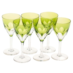 KOMPLET SZEŚCIU KIELISZKÓW DO WINA ZIELONE CZASZE