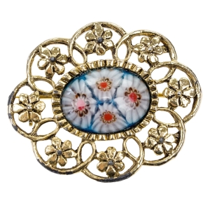 76014 STARA CUDOWNA FILIGRANOWA BROSZA ZE SZKŁEM MILLEFIORI (1).jpg