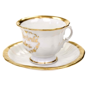 76093 BIEDERMEIER OKOLICZNOŚCIOWA FILIŻANKA ZE SPODKIEM BIEL I ZŁOCENIA (1).jpg