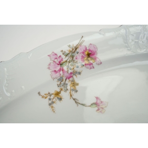 76146 FRAUREUTH SECESJA DUŻA CUDOWNA PATERA PÓŁMISEK KWIATY (3).jpg