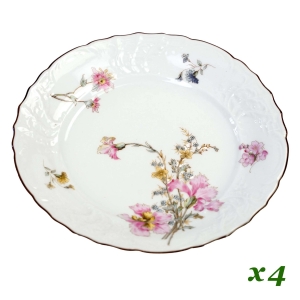 FRAUREUTH SECESJA KOMPLET 4 TALERZY KWIATY