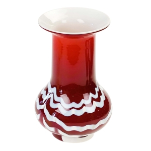 F.S. PROKUPLJE JUGOSŁAWIA CZERWONO-BIAŁY WAZON SZKŁO ARTYSTYCZNE