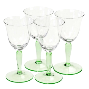 KOMPLET 4 KIELISZKÓW DO LIKIERU NA ZIELONYCH NÓŻKACH