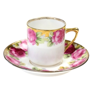 BAUER & PFEIFFER ŚLICZNA MAŁA FILIŻANKA ZE SPODKIEM RÓŻE