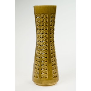 76227 BAY KERAMIK OCHROWY WAZON Z GEOMETRYCZNY RELIEFEM (2).jpg