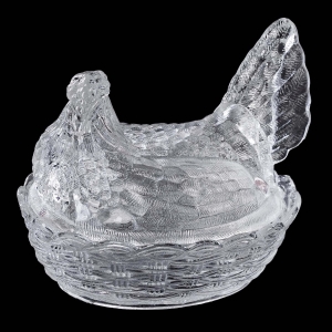 WIELKANOC DUŻA BEZBARWNA KURA POJEMNIK NA JAJA