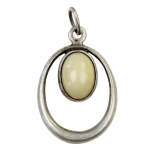 WARMET AGAT SREBRNY WISIOREK Z MLECZNYM BURSZTYNEM PR. 3 WAGA 3,5 G