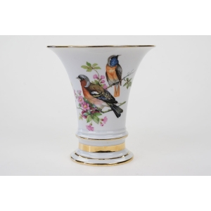 76394 FÜRSTENBERG UROCZY WAZON KRATER KOŚĆ SŁONIOWA W KOLOROWE KWIATY I PTAKI (2).jpg