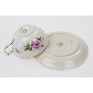 76406 ROSENTHAL SANSSOUCI FILIŻANKA MOKKA ZE SPODKIEM KOŚĆ SŁONIOWA RÓŻE I ZŁOCENIA (4).jpg