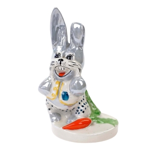 WIELKANOC STEATYT FIGURKA ZABAWNA RZADKA FIGURKA KRÓLIK ZAJĄC RĘCZNIE MALOWANA