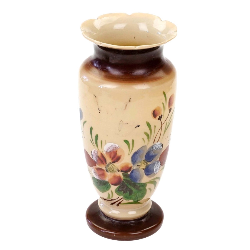 76433 SECESJA DUŻY WAZON MALOWANY EMALIĄ OPAKOWY KWIATY (1).jpg