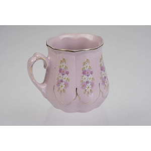 42823 BOHEMIA ŚLICZNY PĘKATY KUBEK FILIŻANKA Z RÓŻOWEJ PORCELANY DELIKATNE KWIATY (3).jpg