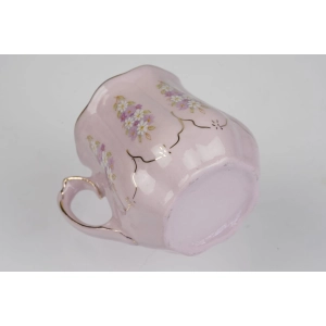 42823 BOHEMIA ŚLICZNY PĘKATY KUBEK FILIŻANKA Z RÓŻOWEJ PORCELANY DELIKATNE KWIATY (4).jpg