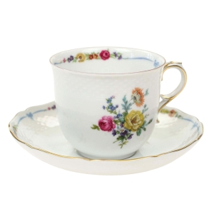 KAISER MARIA THERESIA FILIŻANKA ZE SPODKIEM KOLOROWE KWIATY