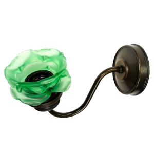 KINKIET Z KLOSZEM Z MATOWEGO SZKŁA W FORMIE KWIATU W KOLORZE URANOWEJ ZIELENI