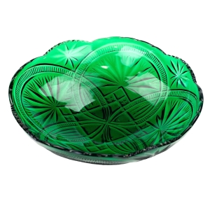 ZĄBKOWICE DUŻA SZMARAGDOWA MISA W KRĘGI #1246