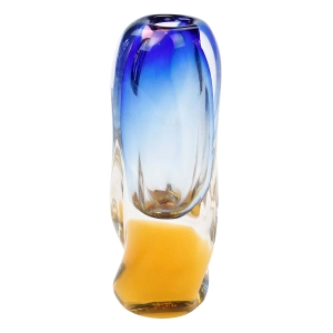 NOVÝ BOR J. ROZINEK KOLOROWY WAZON CZESKIE SZKŁO ARTYSTYCZNE