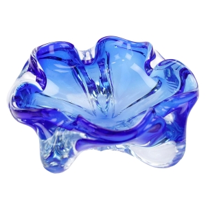 CHRIBSKA J. HOSPODKA PIĘKNA KOBALTOWA MISECZKA POPIELNICZKA SZKLANA RZEŹBA