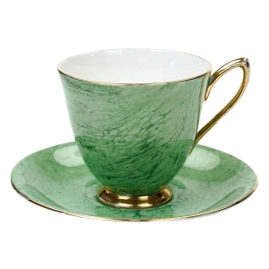 ROYAL ALBERT GOSSAMER SELEDYNOWO-TURKUSOWA MARMURKOWA FILIŻANKA ZE SPODKIEM