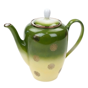 REICHENBACH ZIELONO-ŻÓŁTY DZBANEK DO KAWY ZŁOTE ROZETY