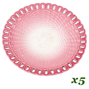 WÄCHTERSBACH PIĘĆ RÓŻOWYCH TALERZYKÓW PLECIONKA MAJOLIKA