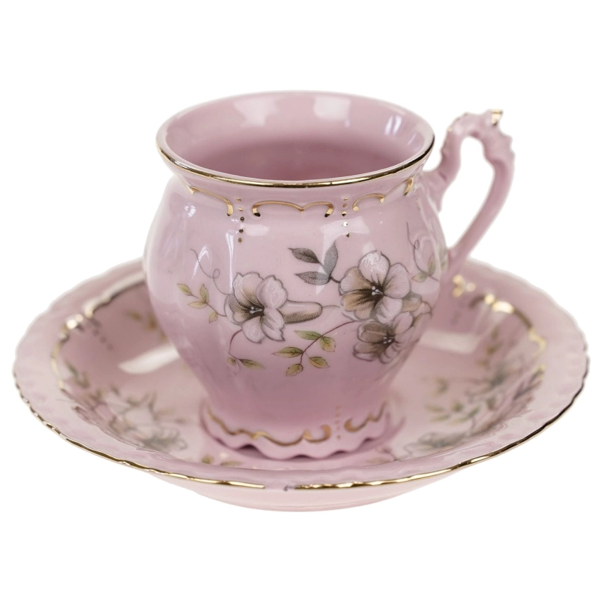 52908 CHODOV FILIŻANKA MOKKA Z RÓŻOWEJ PORCELANY CUDEŃKO Z RELIEFAMI (1).jpg