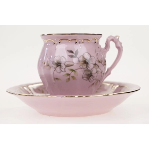 52908 CHODOV FILIŻANKA MOKKA Z RÓŻOWEJ PORCELANY CUDEŃKO Z RELIEFAMI (2).JPG