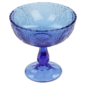 ZĄBKOWICE SECESYJNY PUCHAREK W MEDALIONY CUKIERNICA NA NODZE W KOBALTOWYM KOLORZE