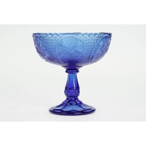 53663 ZĄBKOWICE SECESYJNY PUCHAREK W MEDALIONY CUKIERNICA NA NODZE W KOBALTOWYM KOLORZE (2).JPG