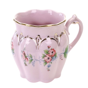 CHODOV KUBEK HANKA Z RÓŻOWEJ PORCELANY KOLOROWE KWIATUSZKI