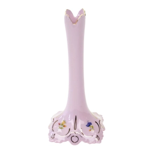 76610 CHODOV ŚLICZNY WAZON FLET Z RÓŻOWEJ PORCELANY W KOLOROWE KWIATUSZKI (1).jpg