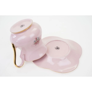 76612 KARLOVY VARY RÓŻOWA PORCELANA FILIŻANKA ZE SPODKIEM KOLOROWE KWIATY (4).jpg