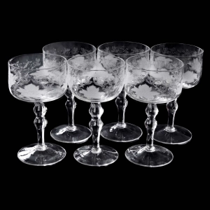 CZECHY KOMPLET 6 KIELISZKÓW DO WINA Z PANTOGRAFEM KWIATY