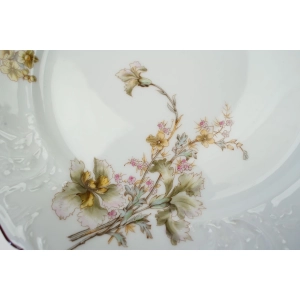 76641 FRAUREUTH KOMPLET 6 TALERZY OBIADOWYCH PŁASKICH W KWIATY SECESJA (3).jpg