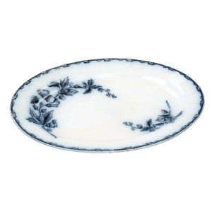 MAESTRICHT ETRURIA DUŻA OWALNA PATERA PÓŁMISEK KWIATY W KOBALCIE