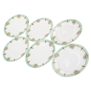 KOMPLET ZABYTKOWYCH TALERZY PRZYSTAWKOWYCH RĘCZNIE MALOWANY