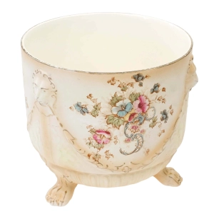 CROWN DEVON CUDOWNA DONICA NA LWICH ŁAPACH KREMOWA W KWIATY