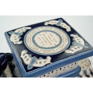 76688 CERAMICZNY KOBALTOWY DUŻY SŁOŃ FIGURA POSTUMENT POD KWIATKA KWIETNIK AŻURY (3).jpg